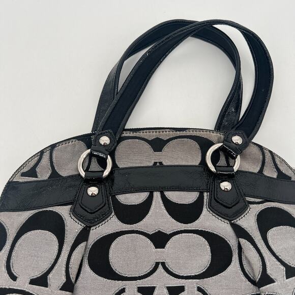 Vtg Coach Poppy Handbag Black Gray‎ Y2K Signature Logo Key Chain Charms - Picture 8 of 16